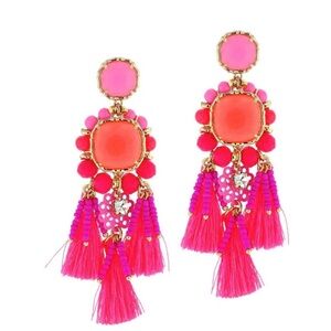 NWT Lilly Pulitzer waterside earrings tassel kitschy coral new with jewelry bag